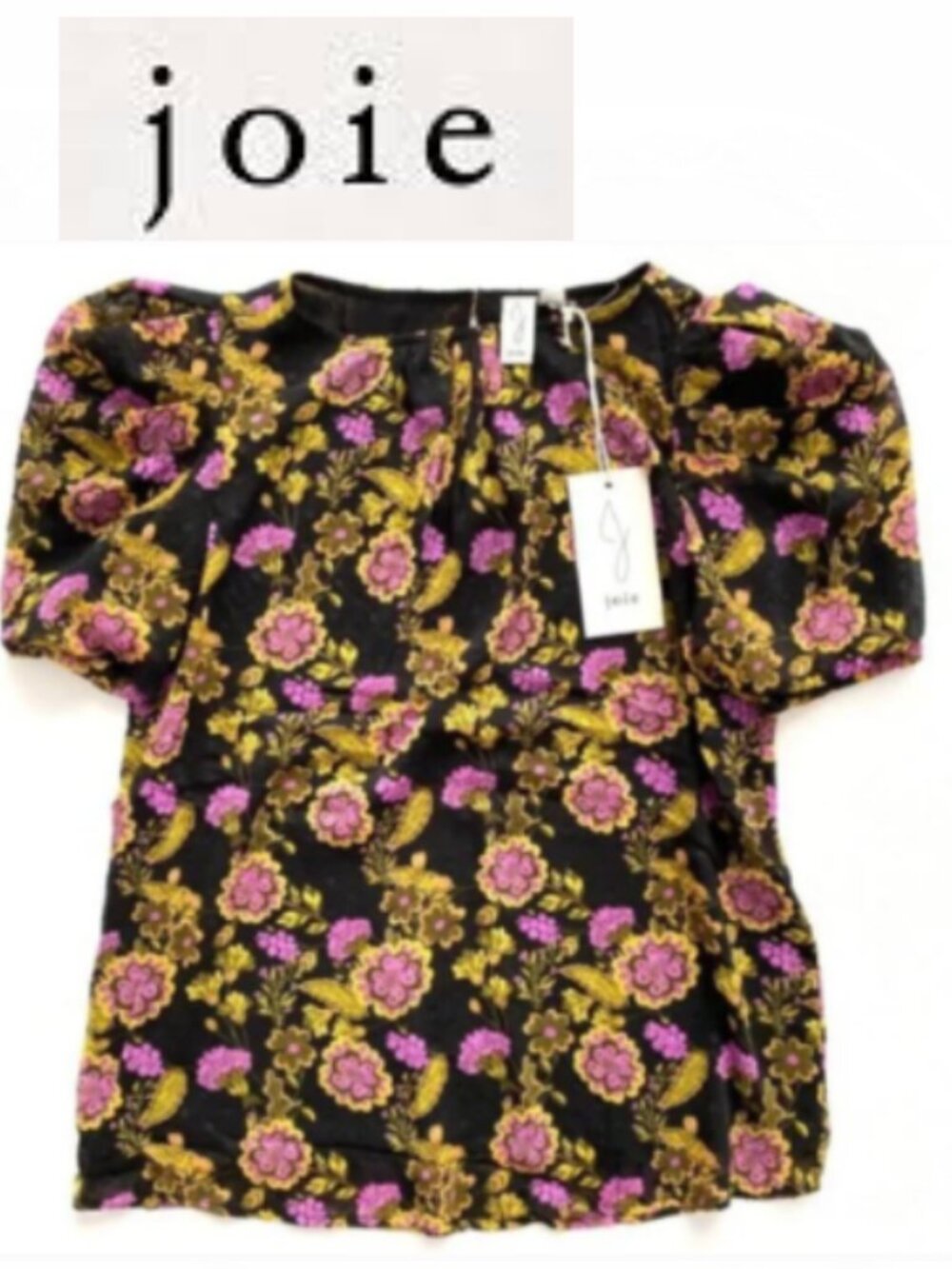 Joie Bohemian Floral , Lined, short sleeve blouse  Large